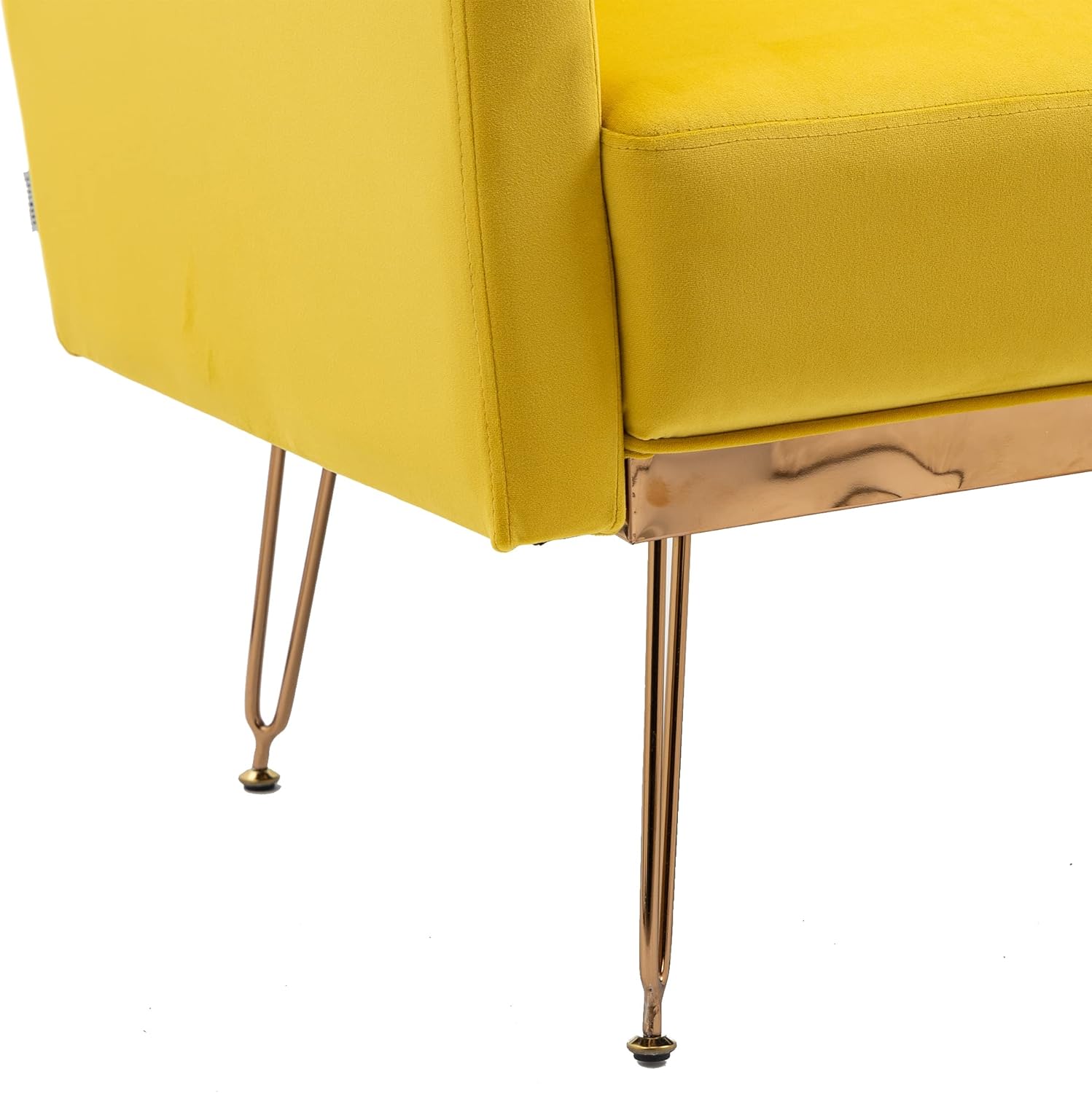 Olela Juego de 2 sillas decorativas, sofá individual de terciopelo, sillas de lectura laterales tapizadas modernas con brazo y patas de metal dorado