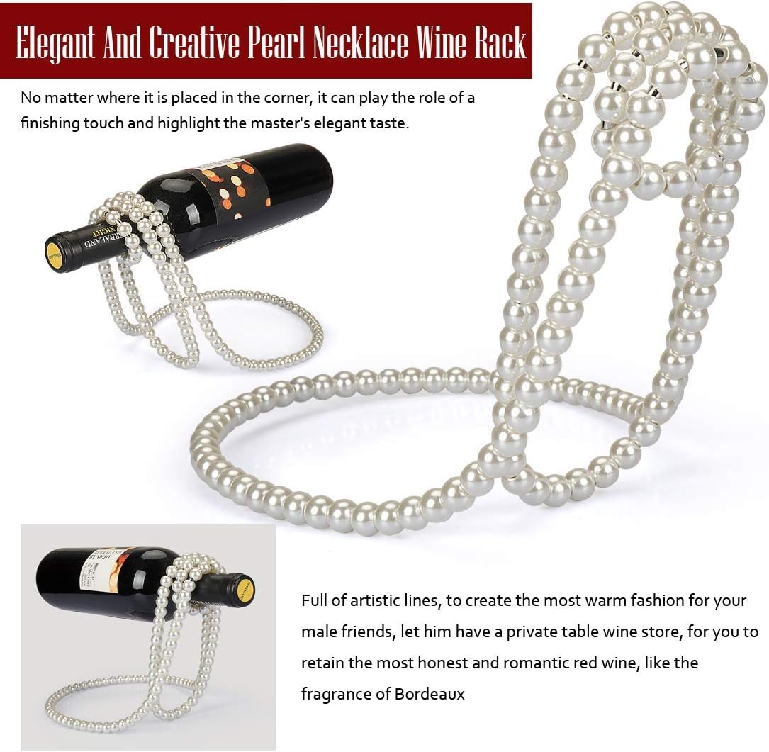 Estante de vino en forma de collar de perlas, soporte de botella de vino de metal, soporte para botella de vino para bar y decoración del hogar
