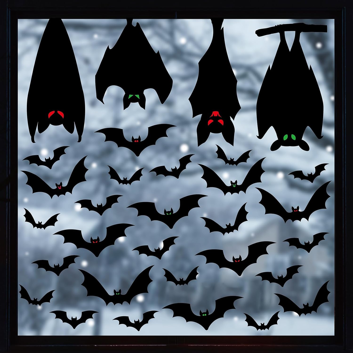 Adhesivos para ventana de fiesta de Halloween, murciélagos, decoración de silueta aterradora, calcomanías para ventana, calcomanías de fiesta de