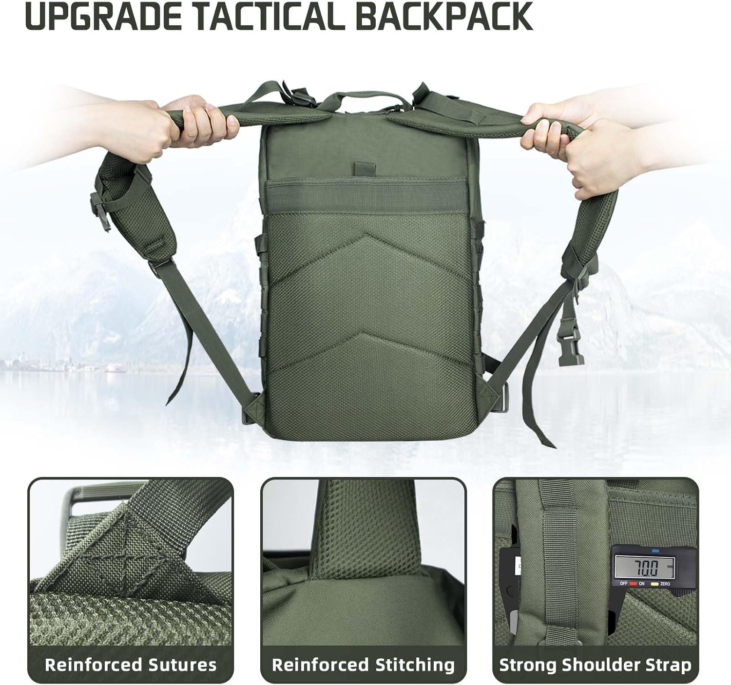 Mochila táctica Bolsa de cierre militar, Verde04, Senderismo táctico Camping