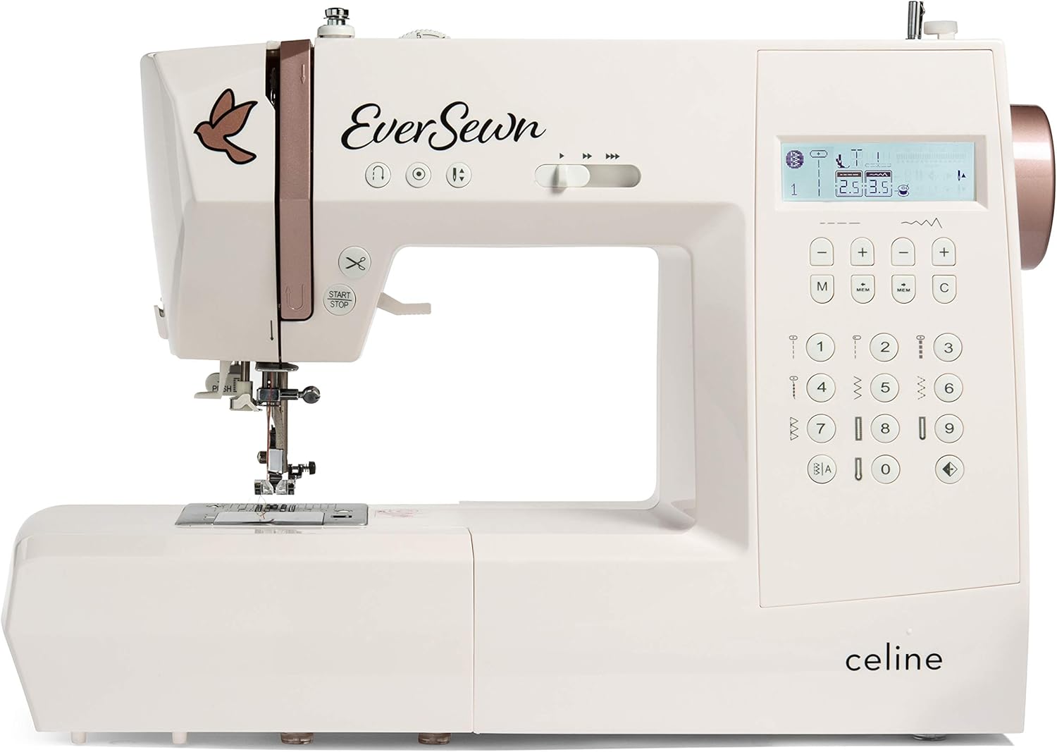 EverSewn Celine – Máquina de coser controlada por computadora, 197 patrones de puntada, 1 alfabeto completo, perfecta para el alcantarillado