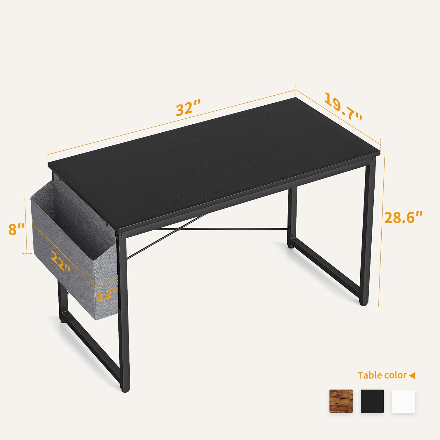 Cubiker – Escritorio de computadora para oficina en casa, ideal como escritorio de estudio o mesa para computadora portátil, estilo simple, moderno,