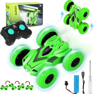 Autos de acrobacias a control remoto para niños de 6 años de edad, juguetes RC con luces 4WD 4WD 2.4Ghz de doble cara giratoria de 360 RC camión Autos de acrobacias a control remoto para niños de 6 años de edad, juguetes RC con luces 4WD 4WD 2.4Ghz de doble cara giratoria de 360 RC camión