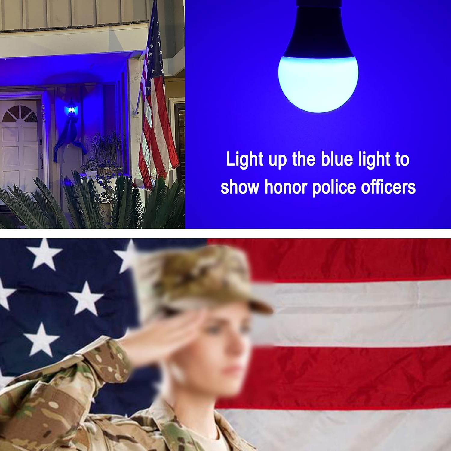 Bombilla LED de color azul  Base A19 E26 bombillas azules de 9 W (equivalente a 60 W), bombillas azules perfectas para porche al aire libre,