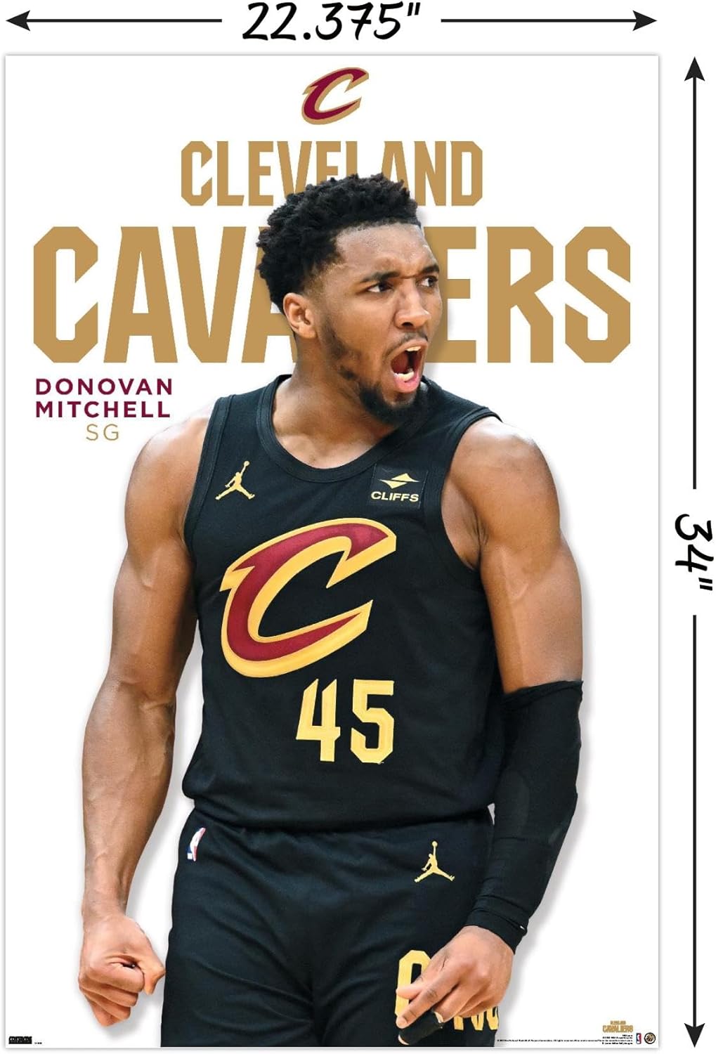 Trends International NBA Cleveland Cavaliers – Póster de pared de la serie 23 de Donovan Mitchell