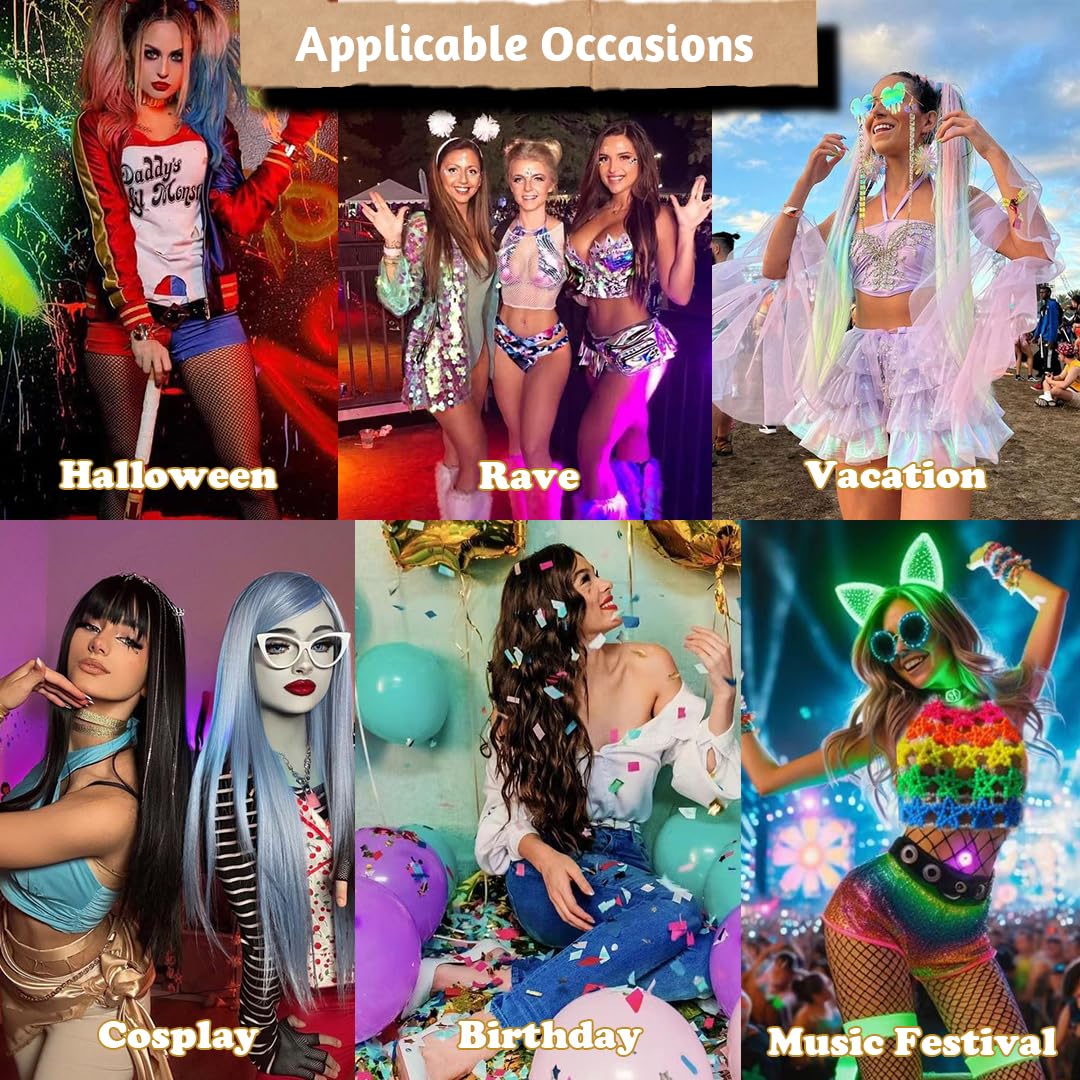 22 extensiones de cabello de colores con clip, accesorios de 22 pulgadas de largo, lacias, resistentes al calor, sintéticas, para fiestas de