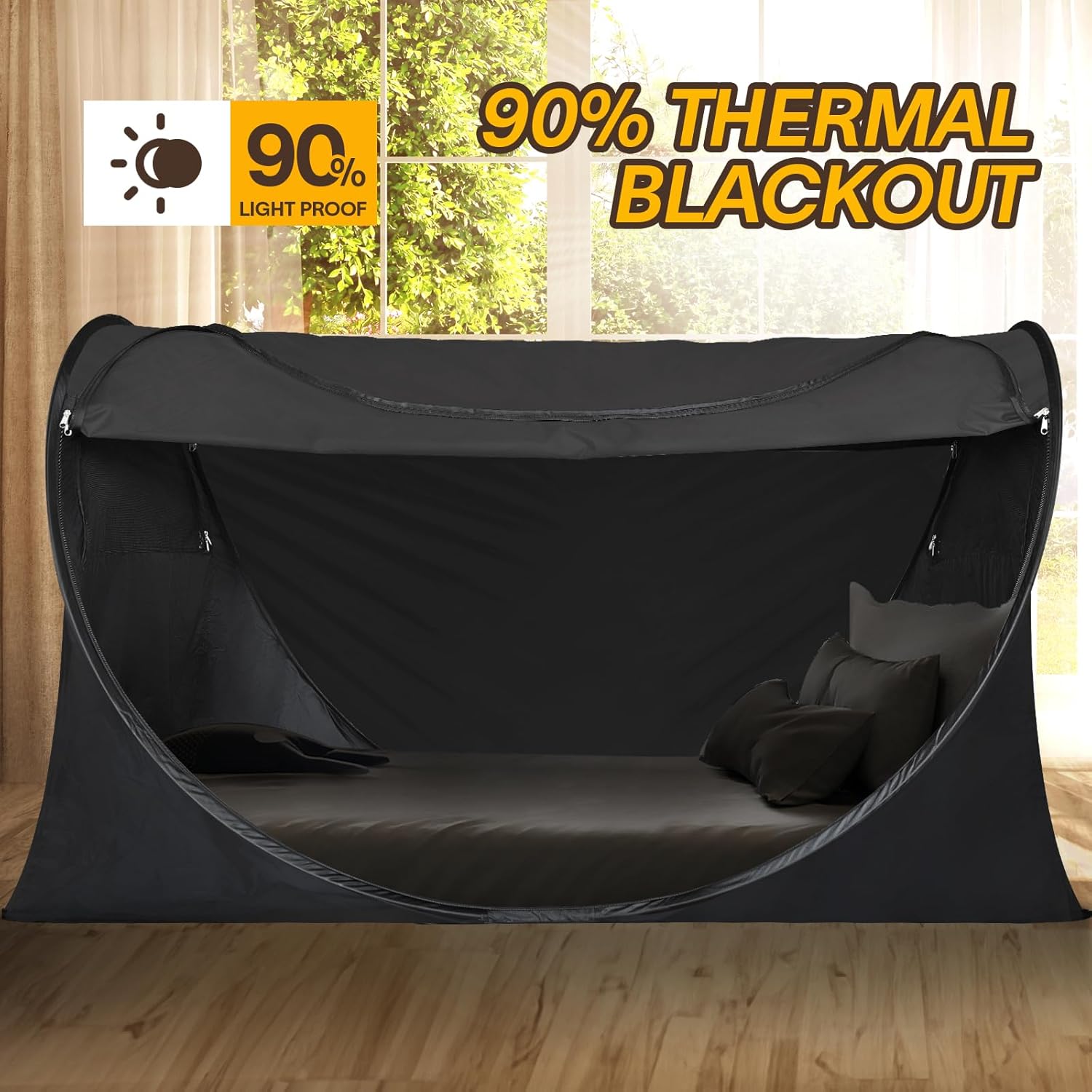 Alvantor Tienda de campaña para cama de tamaño matrimonial, toldo de cama desplegable de fácil instalación, opaca y de malla transpirable, tienda de