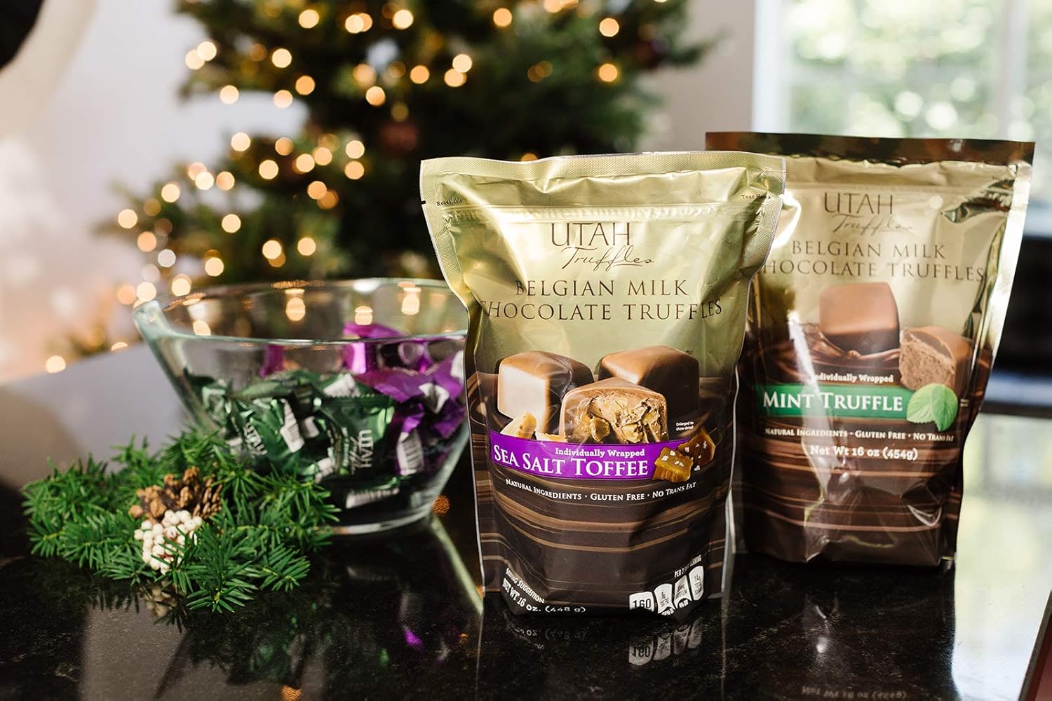 Utah Truffles – Caramelo de chocolate con leche belga envuelto individualmente, naturalmente sin gluten, trufa natural cremosa y suave, 16 onzas,