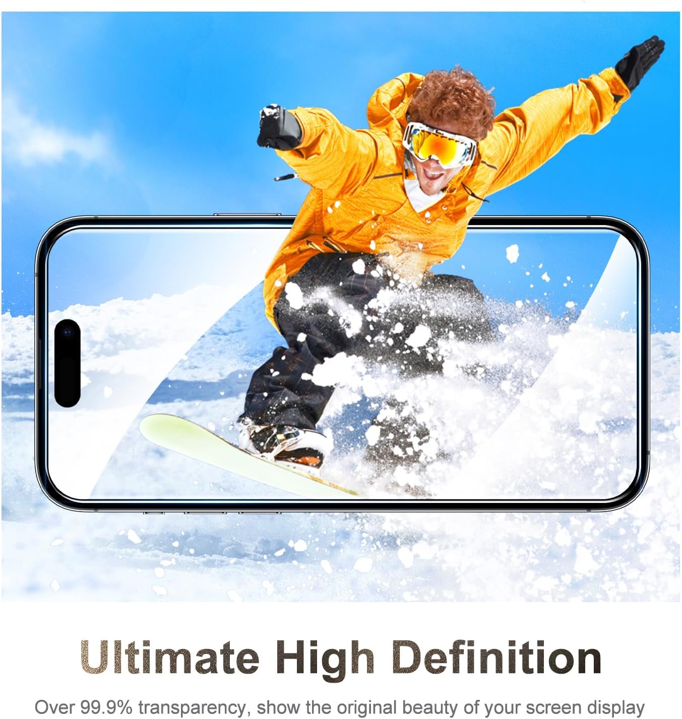 CANSHN Protector de pantalla de vidrio templado para iPhone 15 Pro con marco de fácil instalación compatible con fundas 99.99% transparente HD 9H