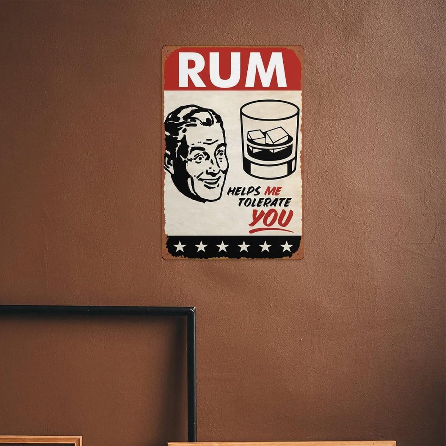 RUM TOLERATE MAN Poster Retro Metal Tin Sign Vintage Decoración de Pared Poster Metal Poster 8×12 pulgadas