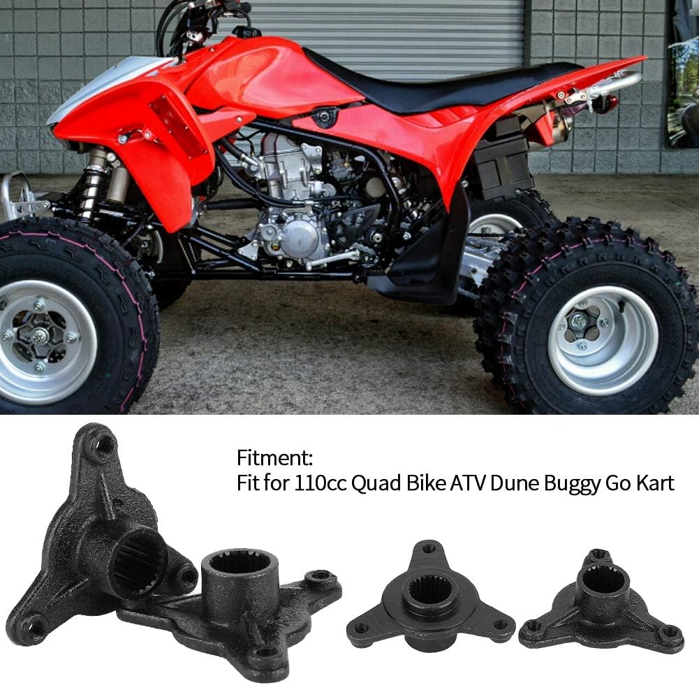 Qiilu 1 par de bujes de eje de rueda trasera, 3.071 in 23T Spline 3 pernos de rueda trasera Hub para 110cc ATV507 ATV516F ATV517F ATV Go Kart