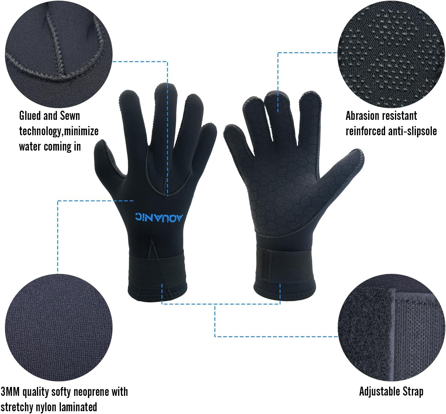 nitescuba Guantes de buceo para hombre, guantes de neopreno para agua, 0.118 in, con correa ajustable para la cintura, para esnórquel, kayak, remo