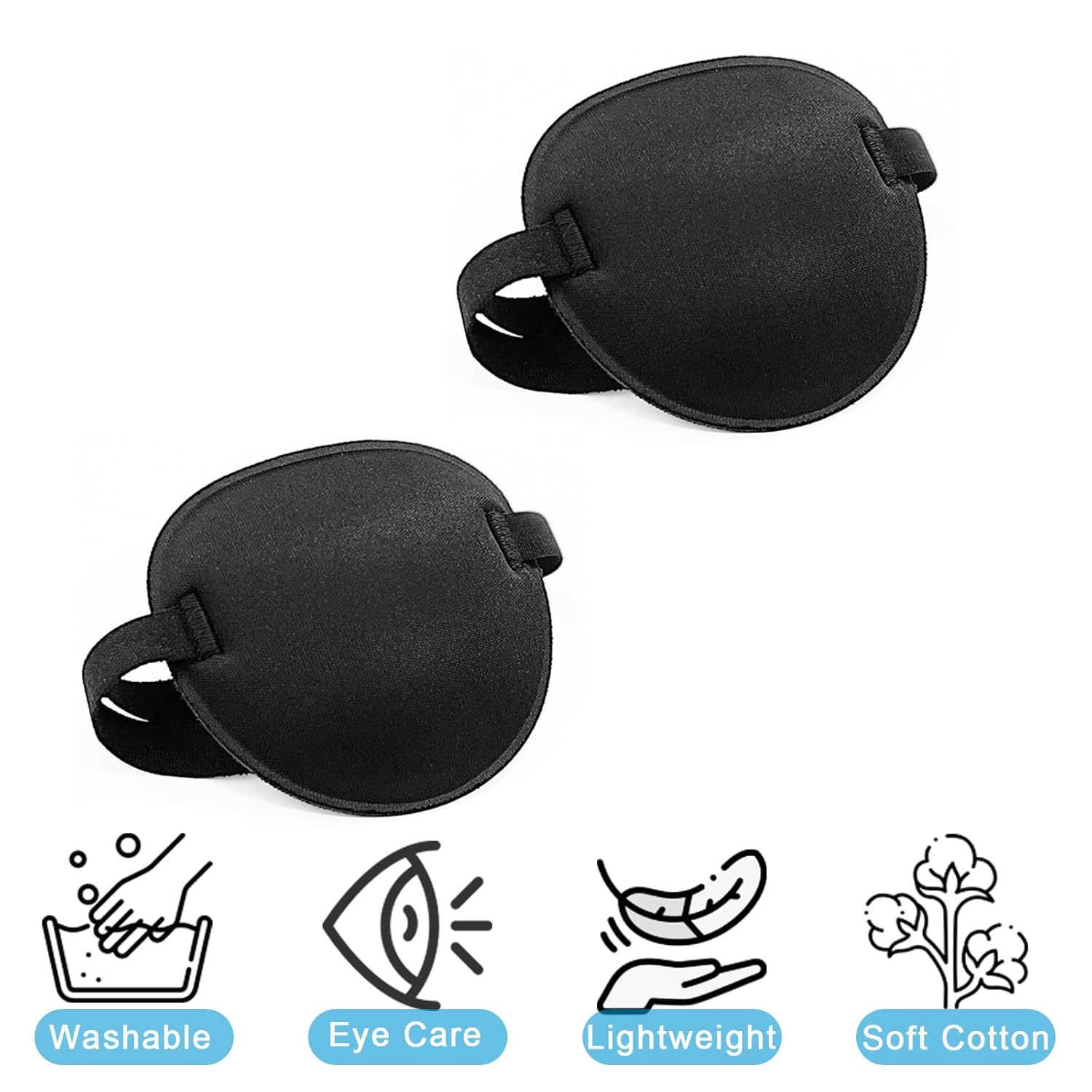 Paquete de 4 parches médicos ajustables para ojo derecho  Parches para ojos perezosos para adultos y niños, negro, 2 piezas de cada estilo