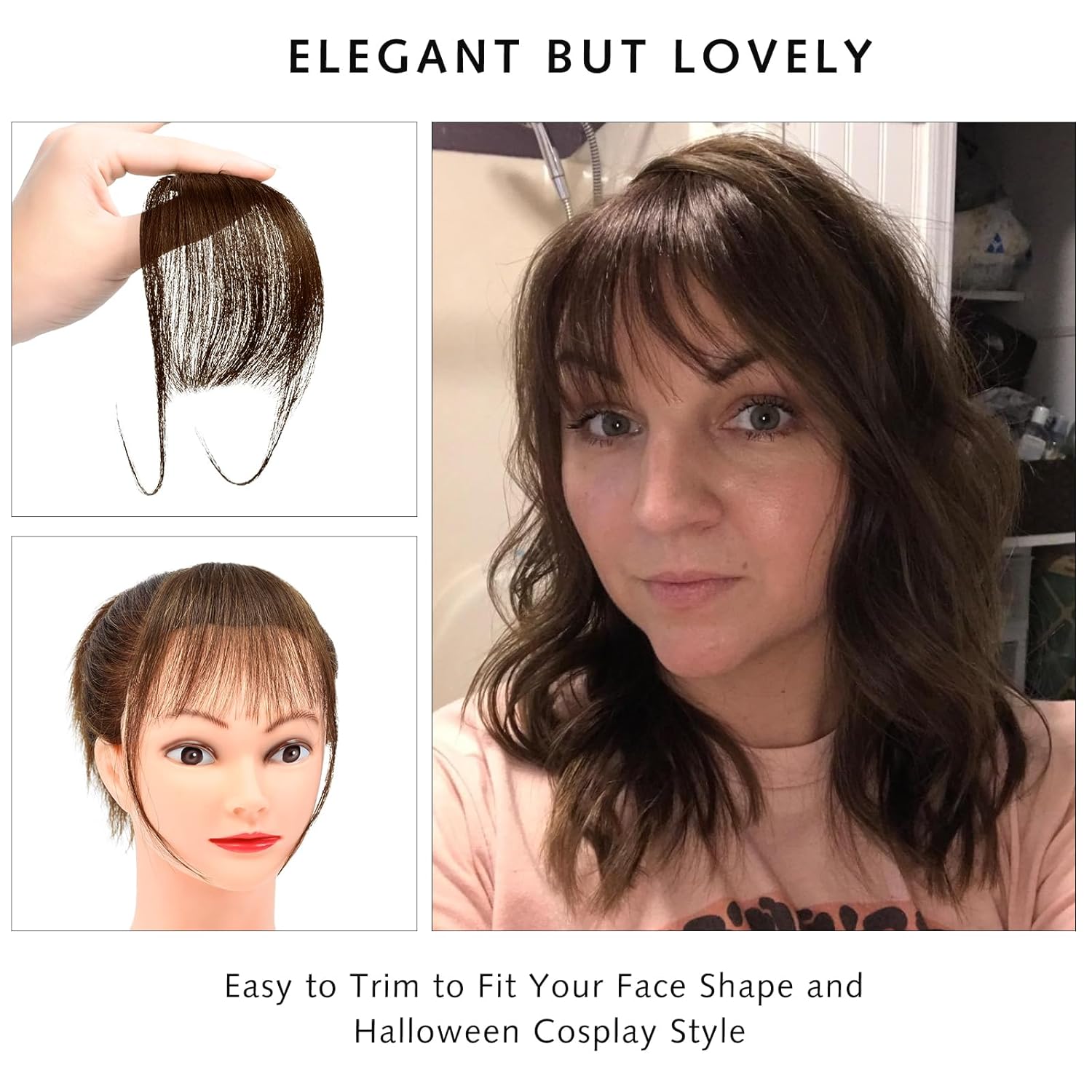 Flequillo con clip de cabello humano, extensiones de cabello humano con flecos frontales, flequillo francés con sienes