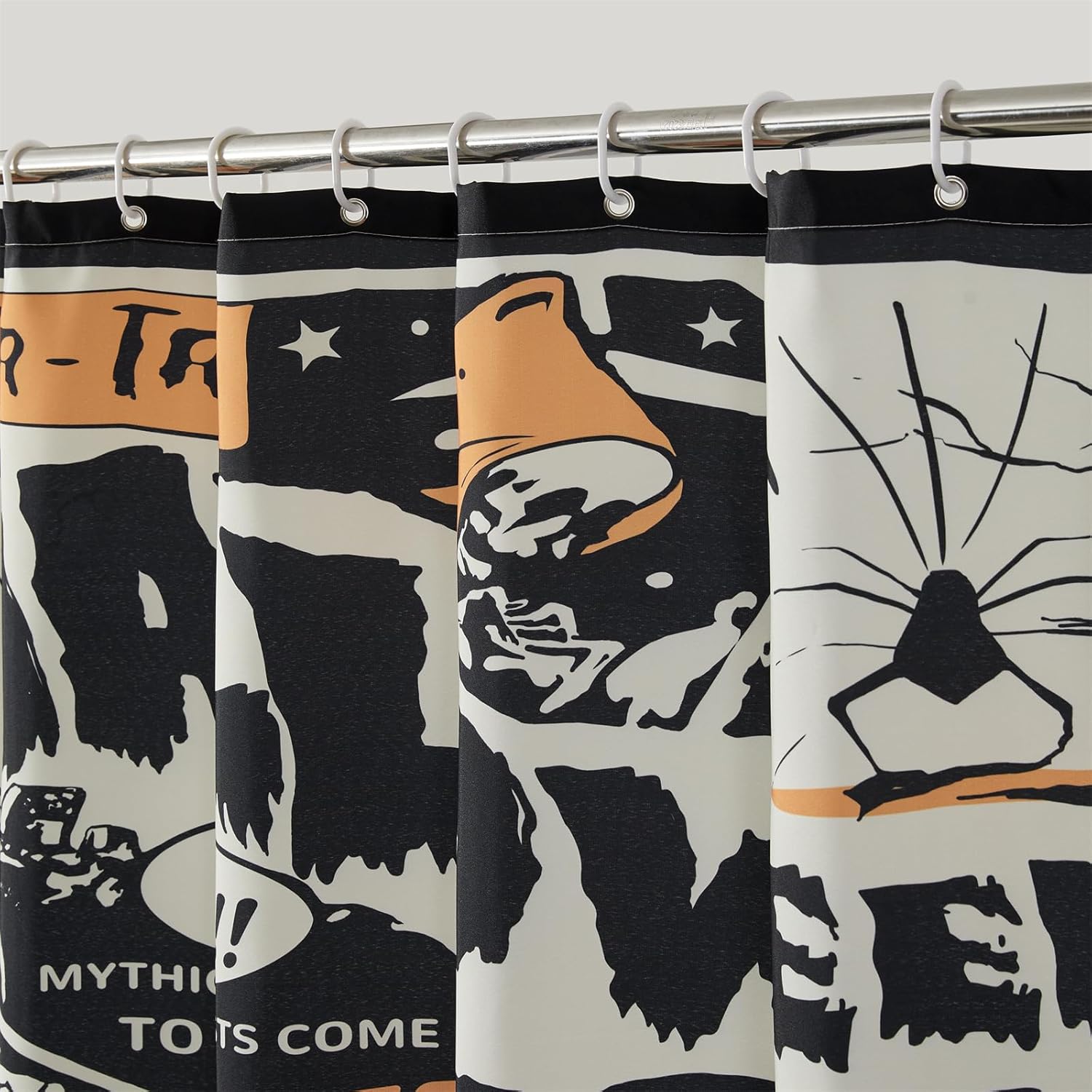 Cortina de ducha de tela retro vintage de Halloween, decoración de baño espeluznante, dulce o truco, lindo gótico, espeluznante, calavera,
