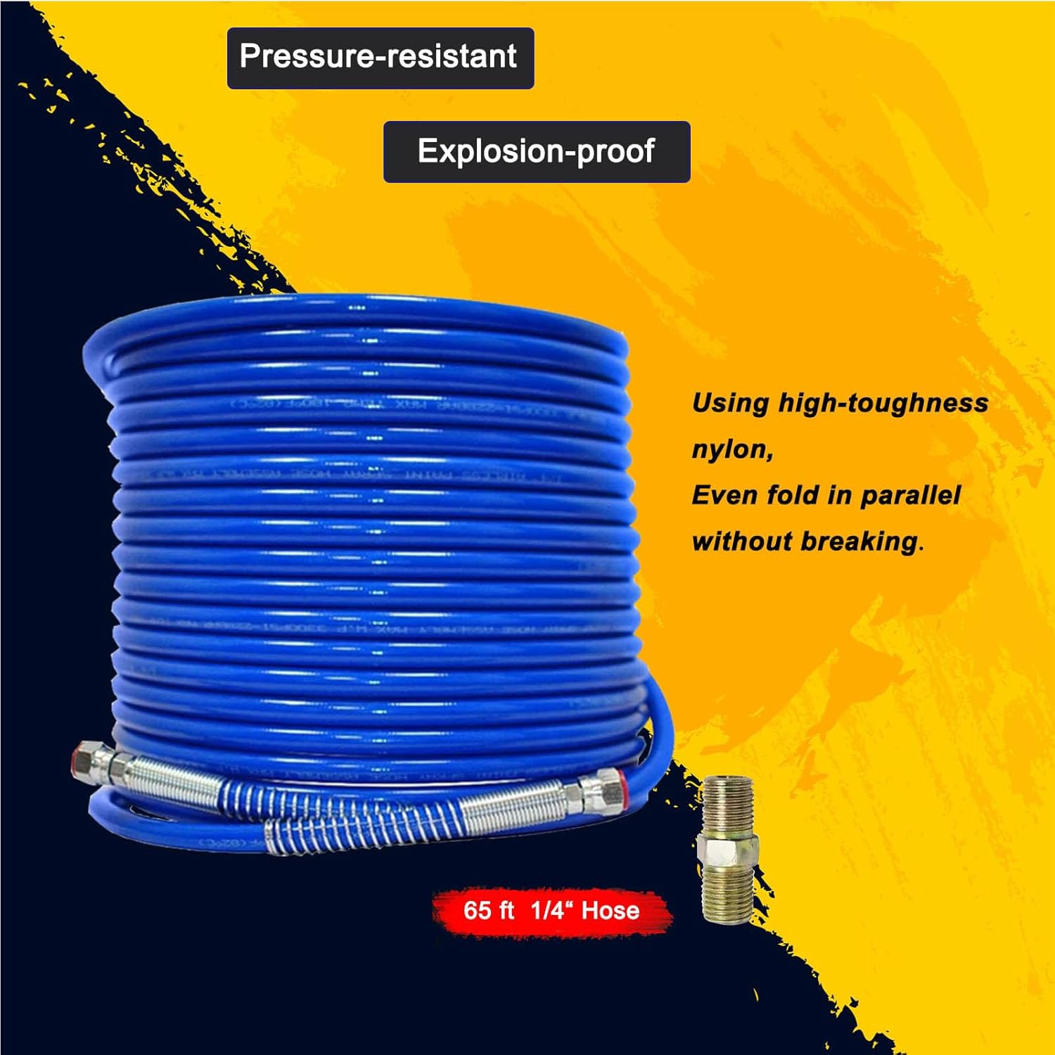 Manguera de pulverización de pintura sin aire de 65 pies x 14 pulgadas, tubo de fibra flexible de color azul (65.6 ft para pistola rociadora de 3300