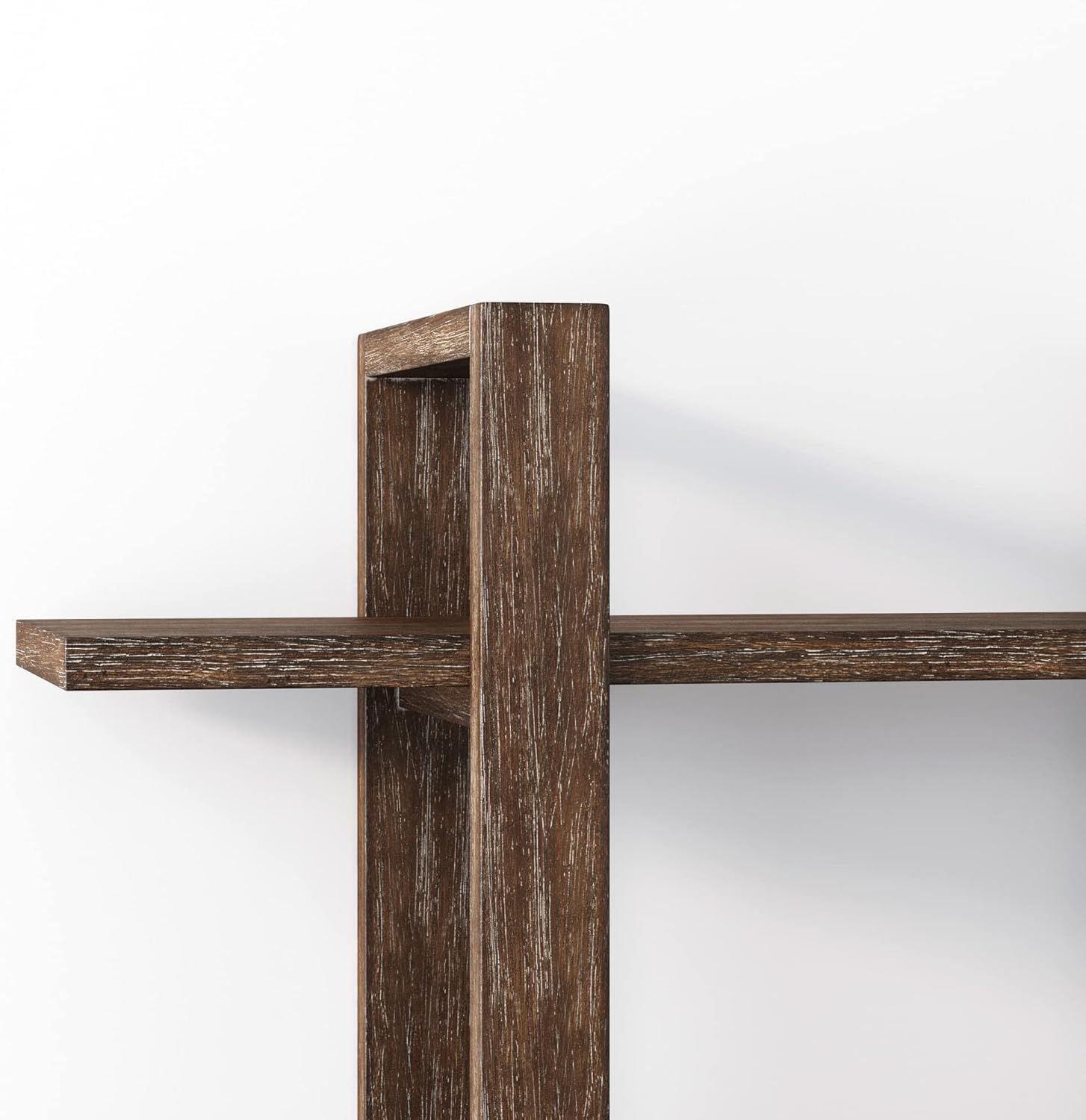 Nathan James Estantes flotantes de pared para libros, estante de exhibición de 3 niveles, estante modular decorativo en madera maciza para