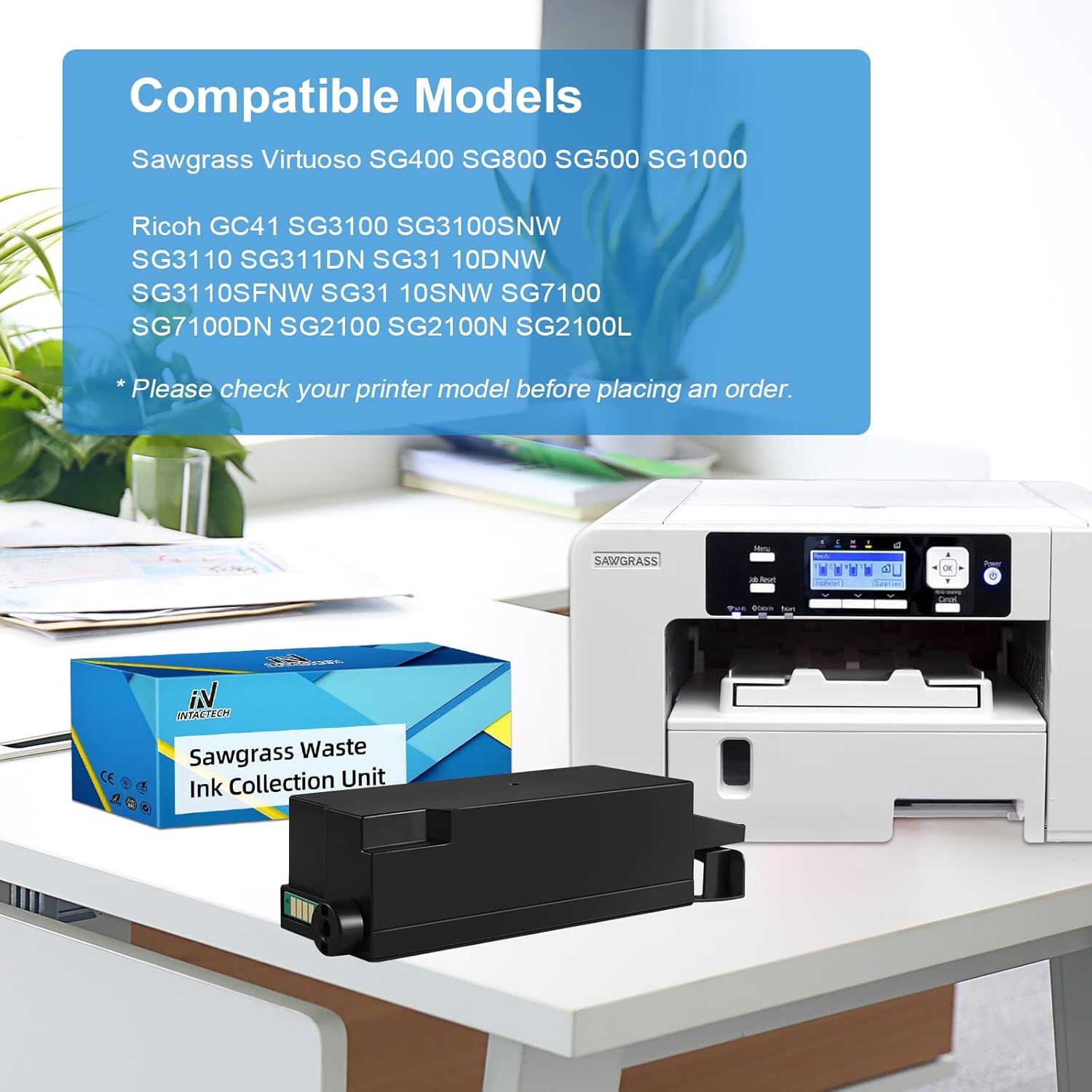 IN INTACTECH Cartucho de tinta de sublimación SG400 SG800 Reemplazo de unidad de recolección de residuos compatible con impresora Sawgrass Virtuoso