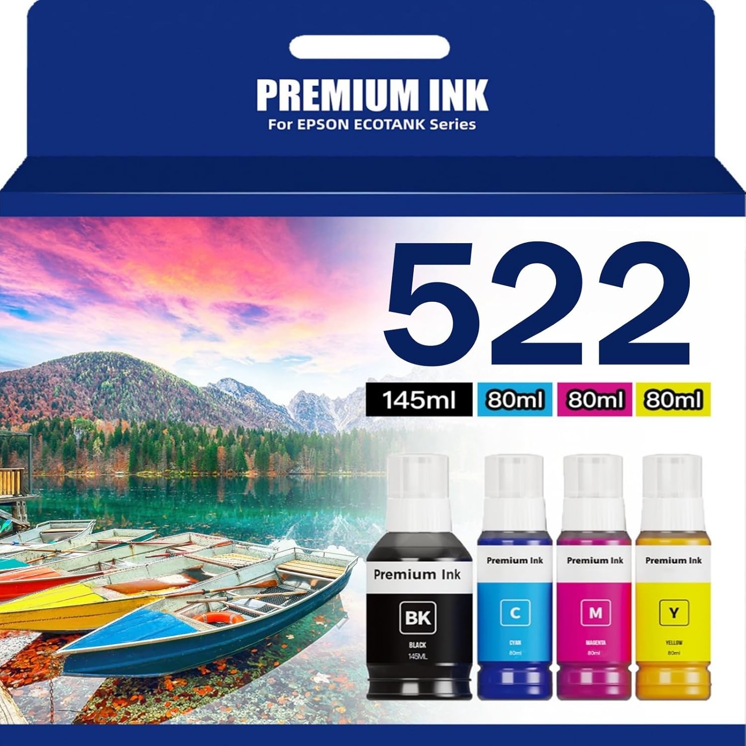 522 botellas de repuesto de tinta para Epson EcoTank ET-2800, ET-2803, ET-2840, ET-2400, ET-4800, ET-4810, ET-4700, Epson EcoTank ET-2720(BK C M Y,