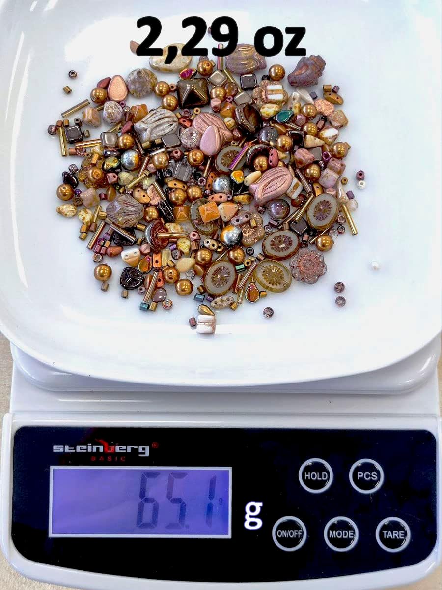 SCARA 2,29 oz (65 g) Mezcla única de cuentas de vidrio checo para la fabricación de joyas, cuentas y surtidos de cuentas. Cuentas prensadas, gato de