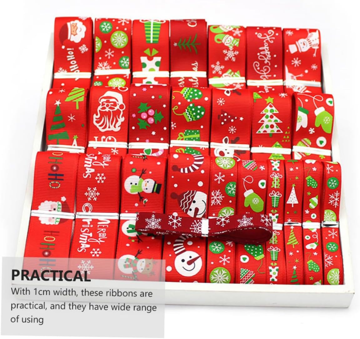 COHEALI 3 Packs Christmas Gift Bows Ribbon Gift Ribbons for Presents Ribbon Tape Holiday Ribbon Wired Present Ribbon Satin Ribbon Ribbons for Crafts