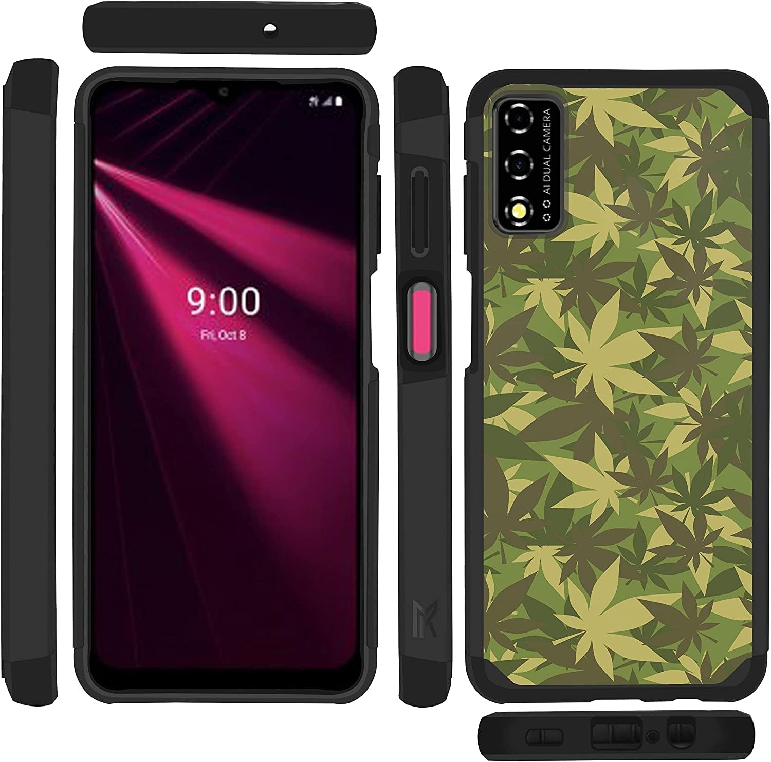 TJS Funda compatible con T-Mobile REVVL V 6.52″ 4GLTE (solo versión V, T-MobileMetro), funda híbrida de doble capa a prueba de golpes, protección
