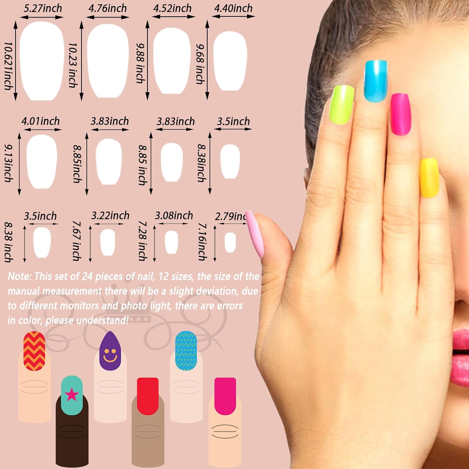 Uñas postizas a presión de almendra, medianas, largas, francesas, negras, doradas, con diseño de polvo, reutilizables, naturales, uñas acrílicas de