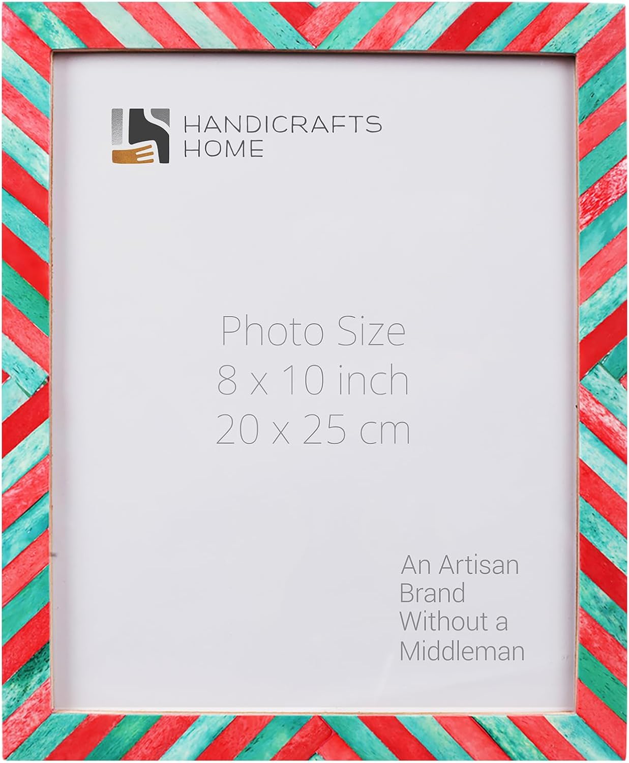 Handicrafts – Marco de fotos para el hogar, diseño de espiga de cheurón inspirado en el arte, decoración de pared, marcos de regalo de Navidad, 8 x
