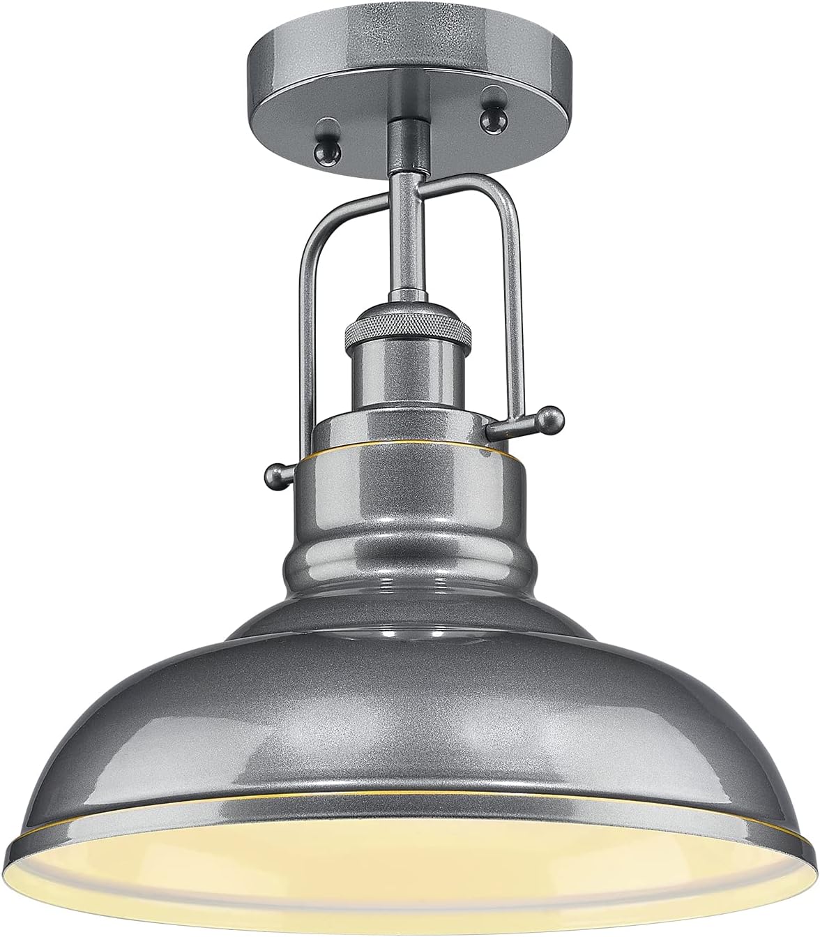 zeyu ZY41-F SG – Lámpara de techo industrial moderna de montaje semiempotrado de 11 pulgadas para cocina, dormitorio, loft, acabado gris, ZY41-F SG