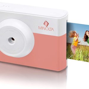 Minolta Cámara digital Instapix 2 en 1 de impresión instantánea e impresora Bluetooth, color rosa coral Minolta Cámara digital Instapix 2 en 1 de impresión instantánea e impresora Bluetooth, color rosa coral