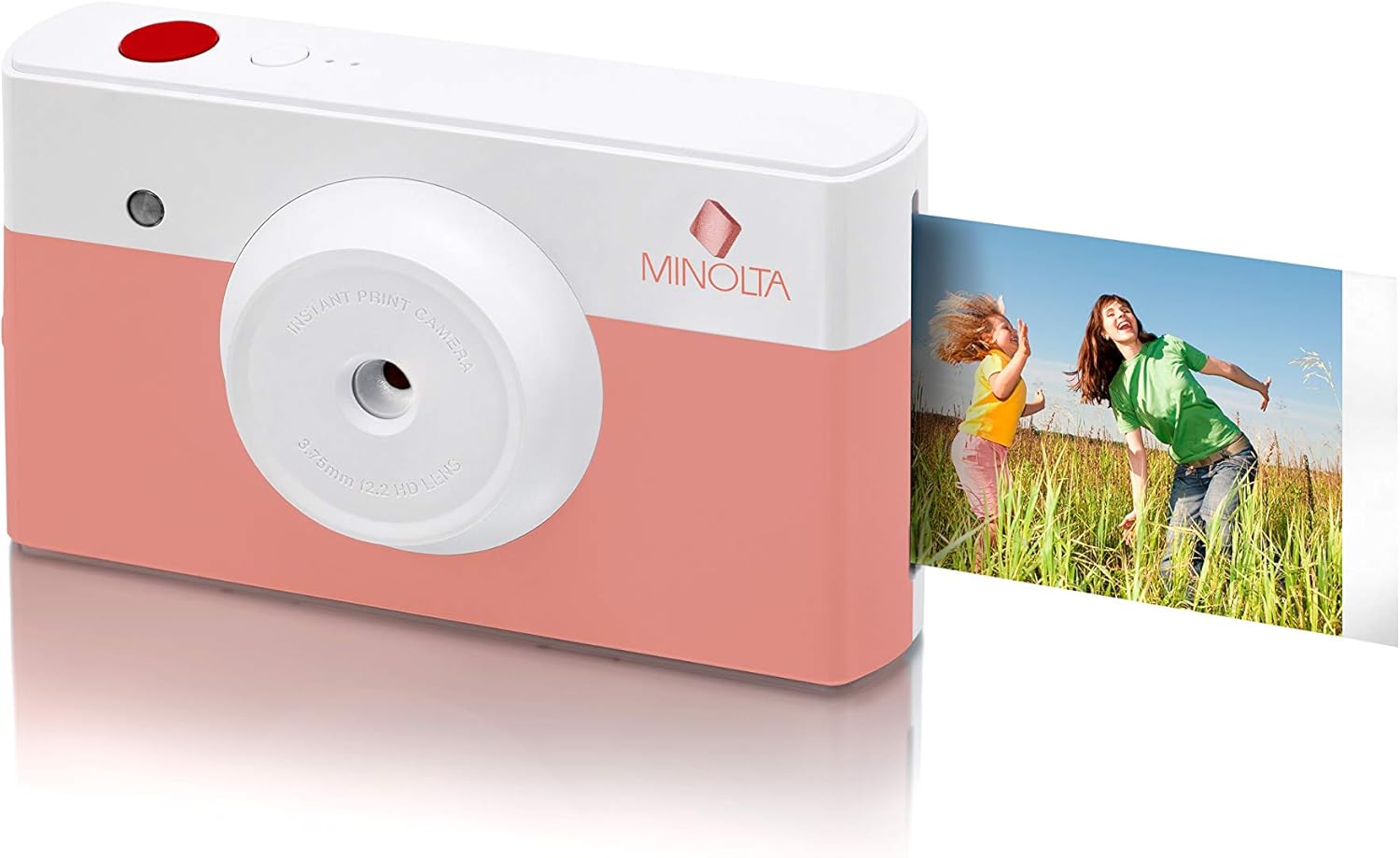 Minolta Cámara digital Instapix 2 en 1 de impresión instantánea e impresora Bluetooth, color rosa coral