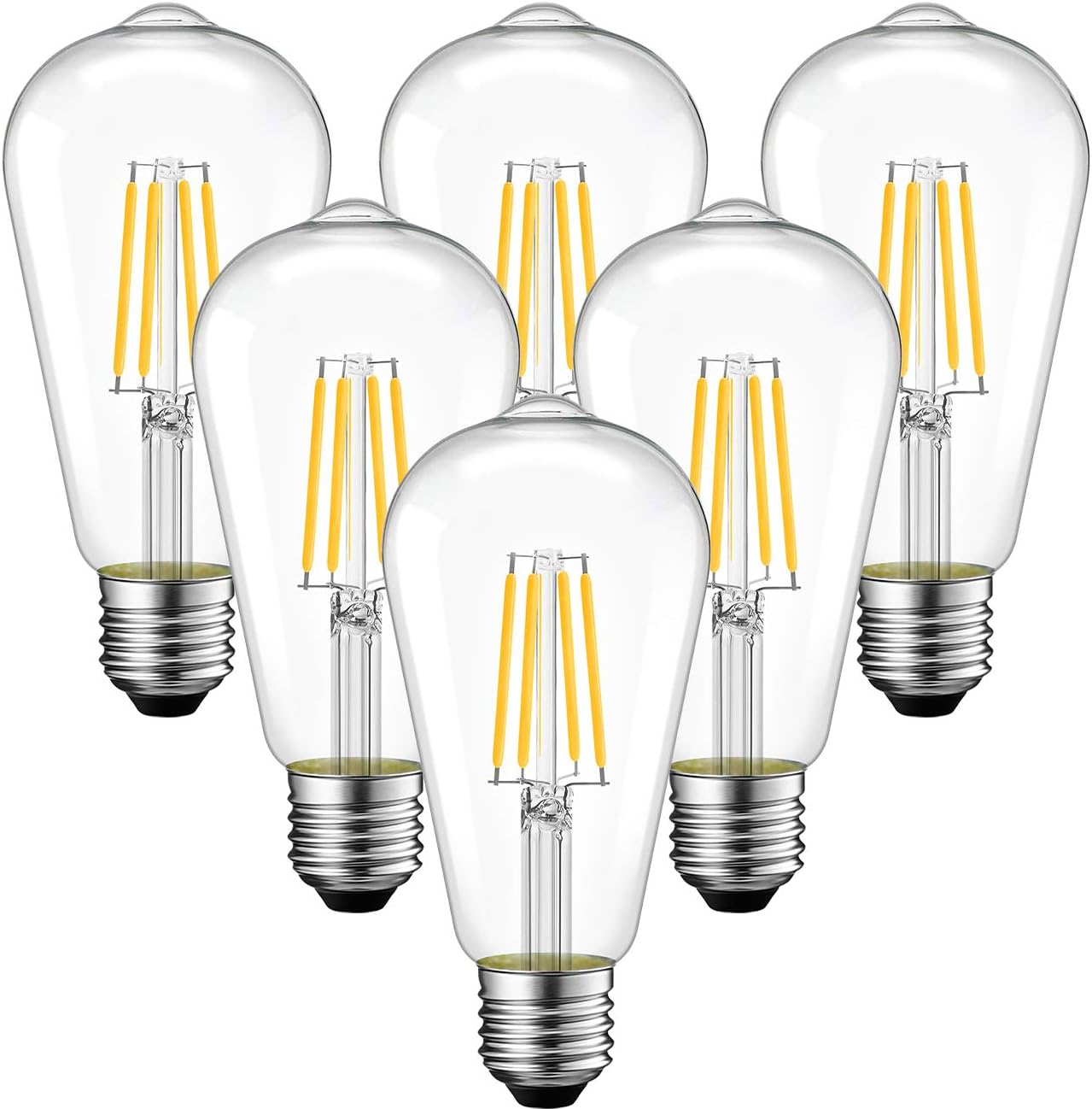 ANWIO ST21 Bombilla LED de filamento 7 W (equivalente a 60 vatios), regulable 2700 K, blanco cálido, bombilla Edison vintage E26, base mediana