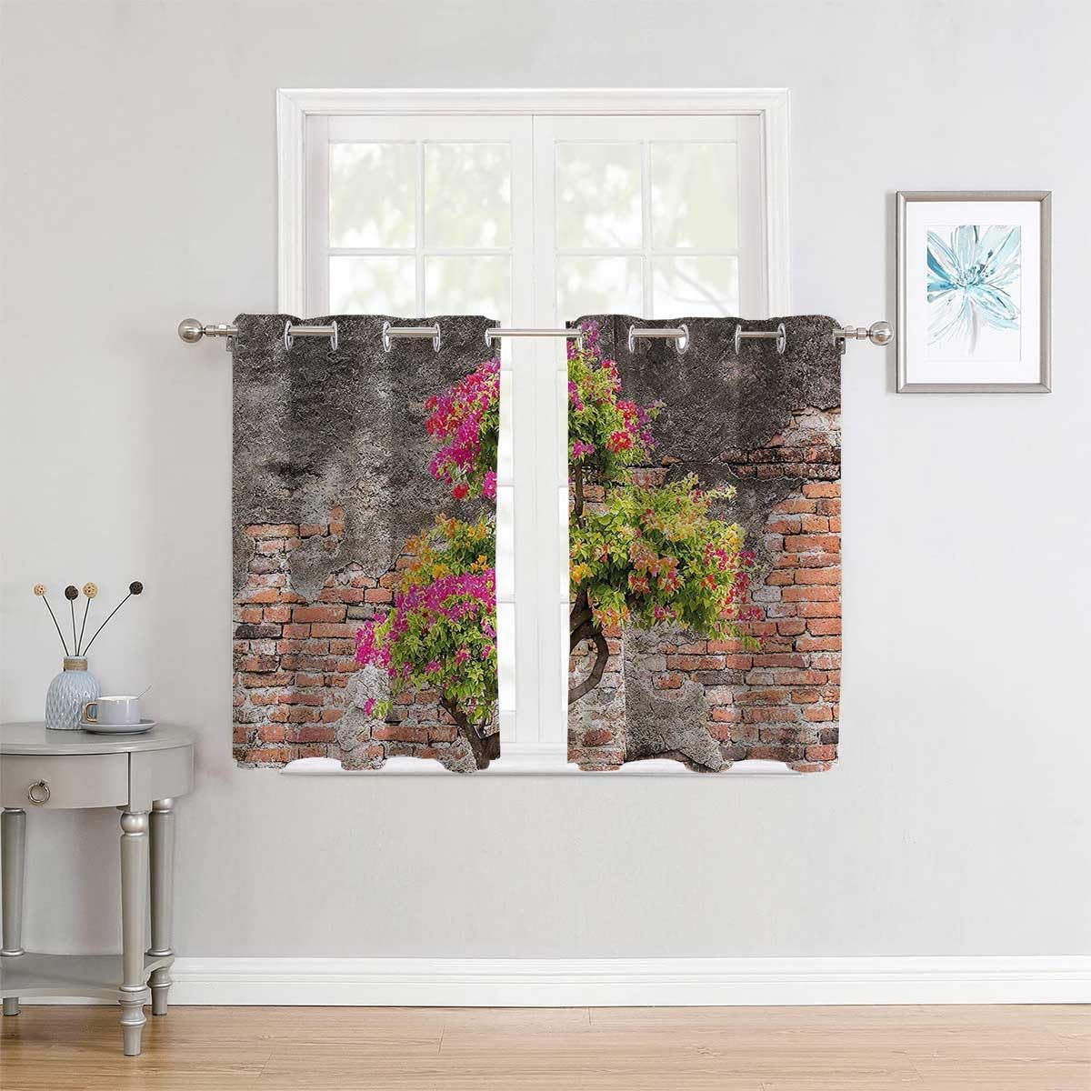 YANFENQI Cortina Blackout para Habitacion Rustic Home Decor Grommet Short Curtains for Closet with No Door Drapes 55Inch Width by 45Inch Length,2