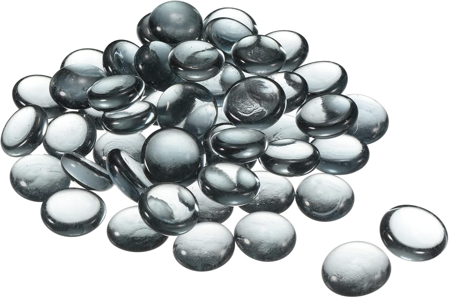 MECCANIXITY Canicas decorativas de vidrio plano de 0.669-0.748 in, cuentas de relleno de jarrón de rocas, guijarros grises para decoración de mesa