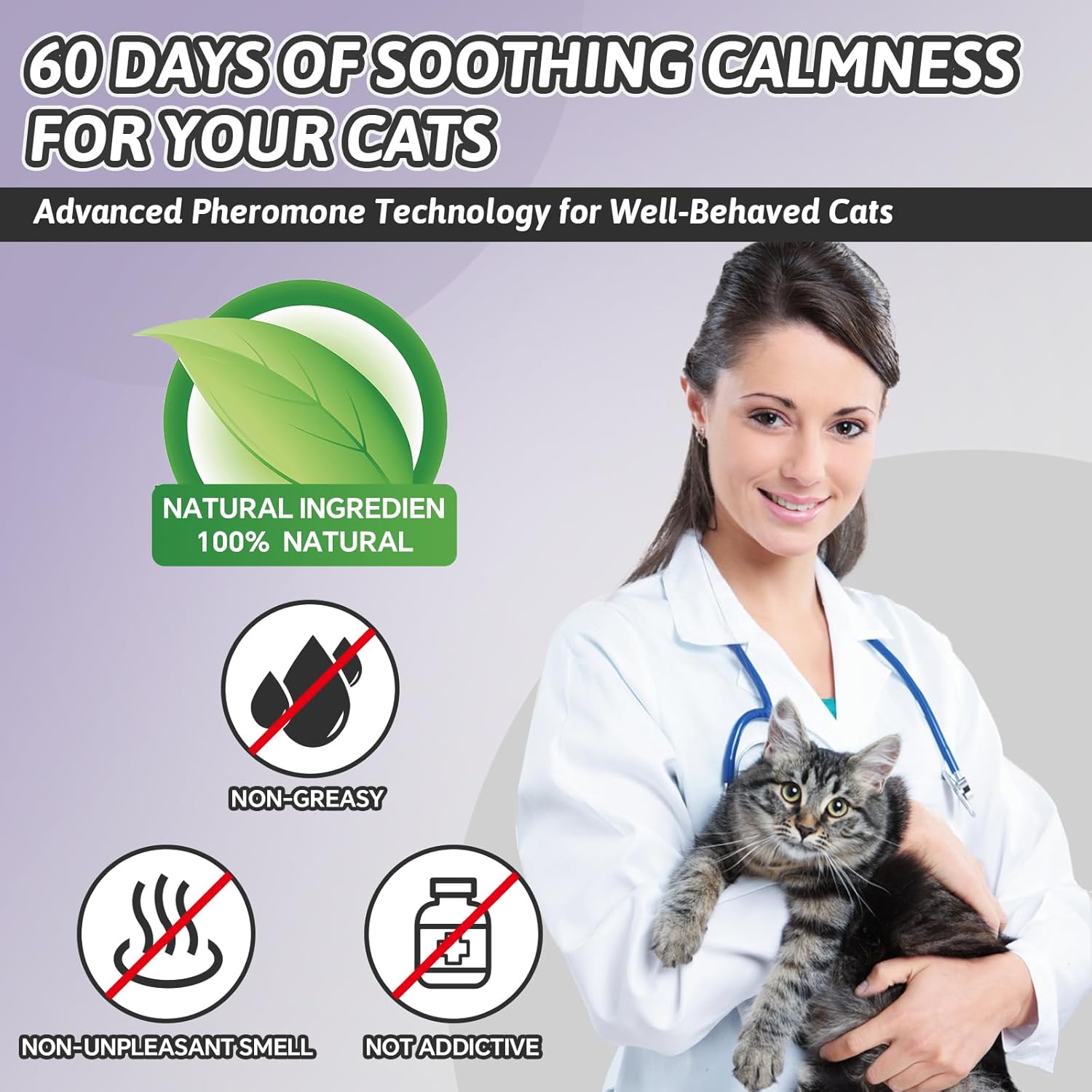 VICSOM Collar calmante para gatos, collar de feromonas calmante para gatos, alivio de la ansiedad, alivio del estrés, ajustable, impermeable, collar