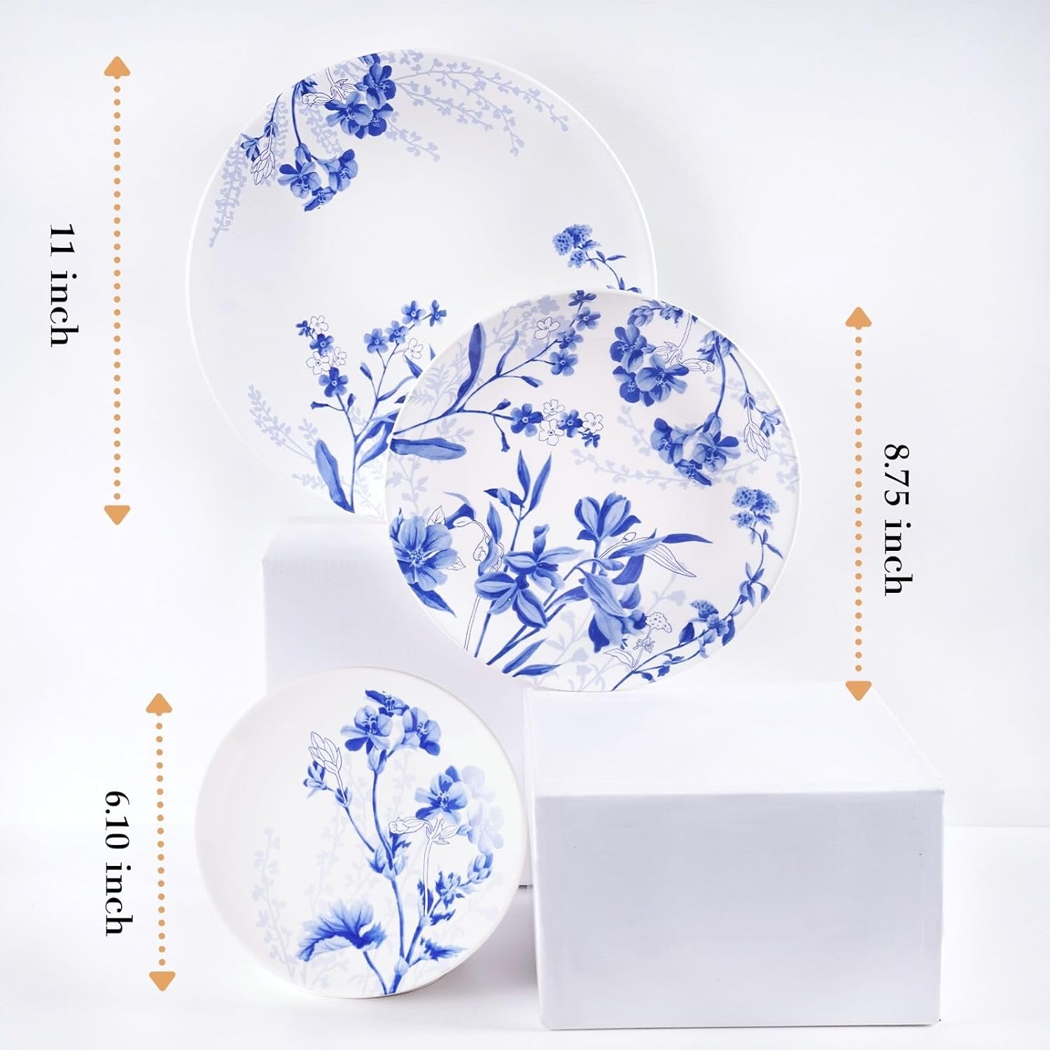 Sonemone Ink Flower – Juego de 6 platos de postre pequeños de 6 pulgadas, para pasteles, aperitivos, helado, guarniciones, cerámica, microondas y