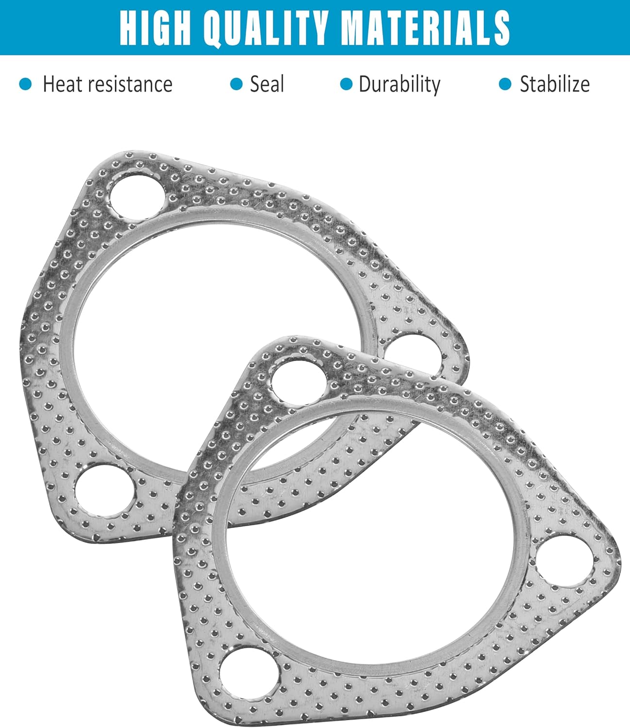 2 juntas de escape, junta de tubo de escape, 3 pernos MLSG de alta temperatura de 3 pulgadas con anillo de fuego SS, accesorios de automóvil, junta