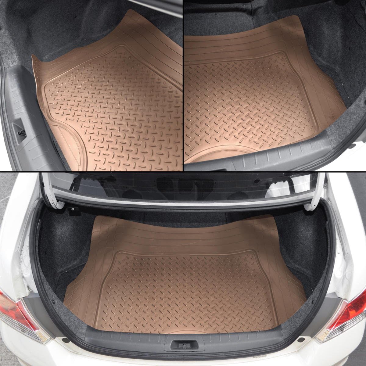Motor Trend FlexTough tapetes para piso de caucho, de gran capacidad, base gruesa y forro para carga, para todos los climas juego de cobertura
