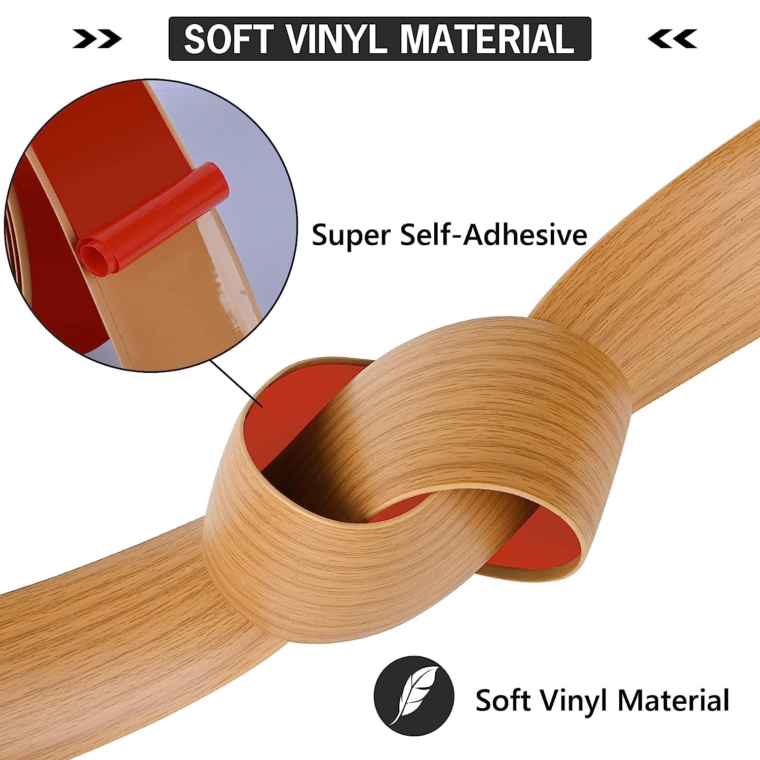 Tira de transición de suelo de 20 pies, autoadhesiva, cubierta de vinilo, tira de transición divisora plana, diseño de grano de madera para huecos