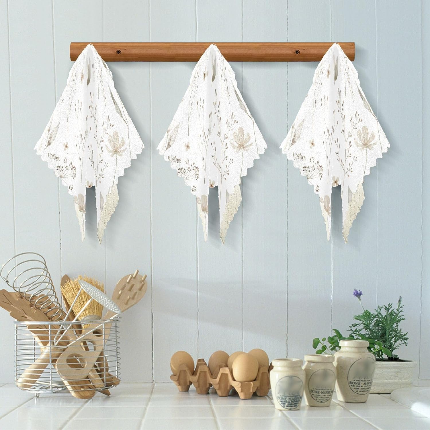 Wildflowers Leafs Soft Decor Kitchen Towel Microfiber Fast Drying Set of 6 Rags for Countertop Sink