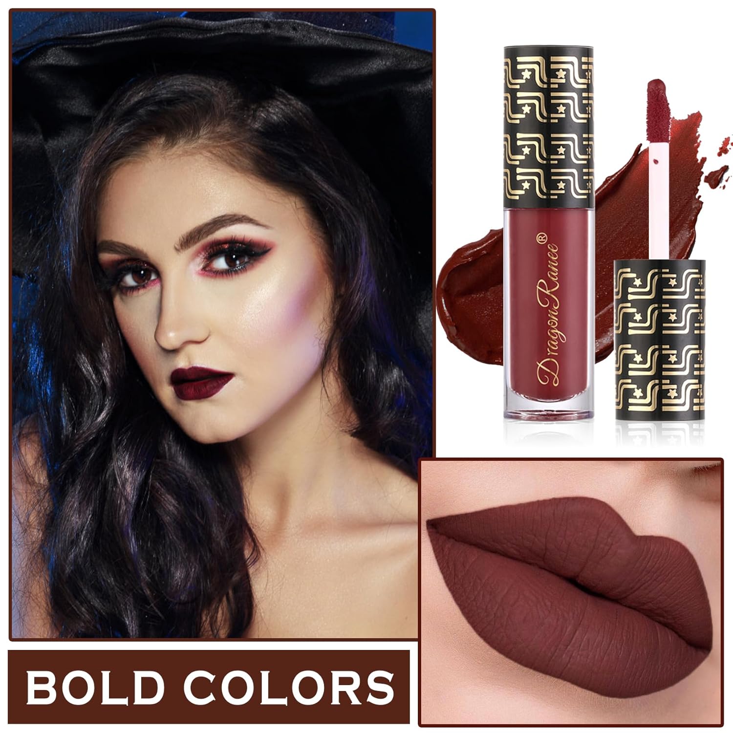 Vampire Color Rojo Oscuro Mate Lápiz Labial Líquido Lápiz Labial Terciopelo Brillo Labial Mancha De Labios Larga Duración Impermeable Antiadherente
