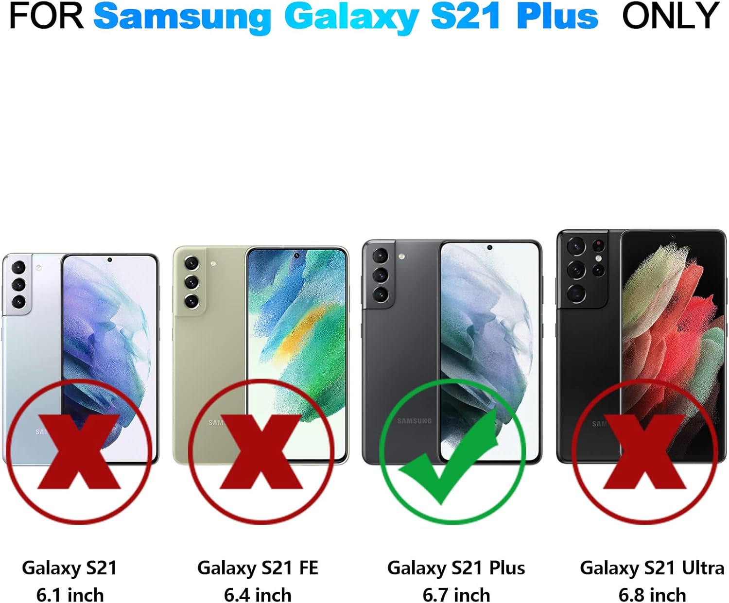 Nvollnoe Funda protectora para Samsung S21 Plus con tarjetero de doble capa resistente para Galaxy S21 Plus, ranura para tarjeta oculta, funda