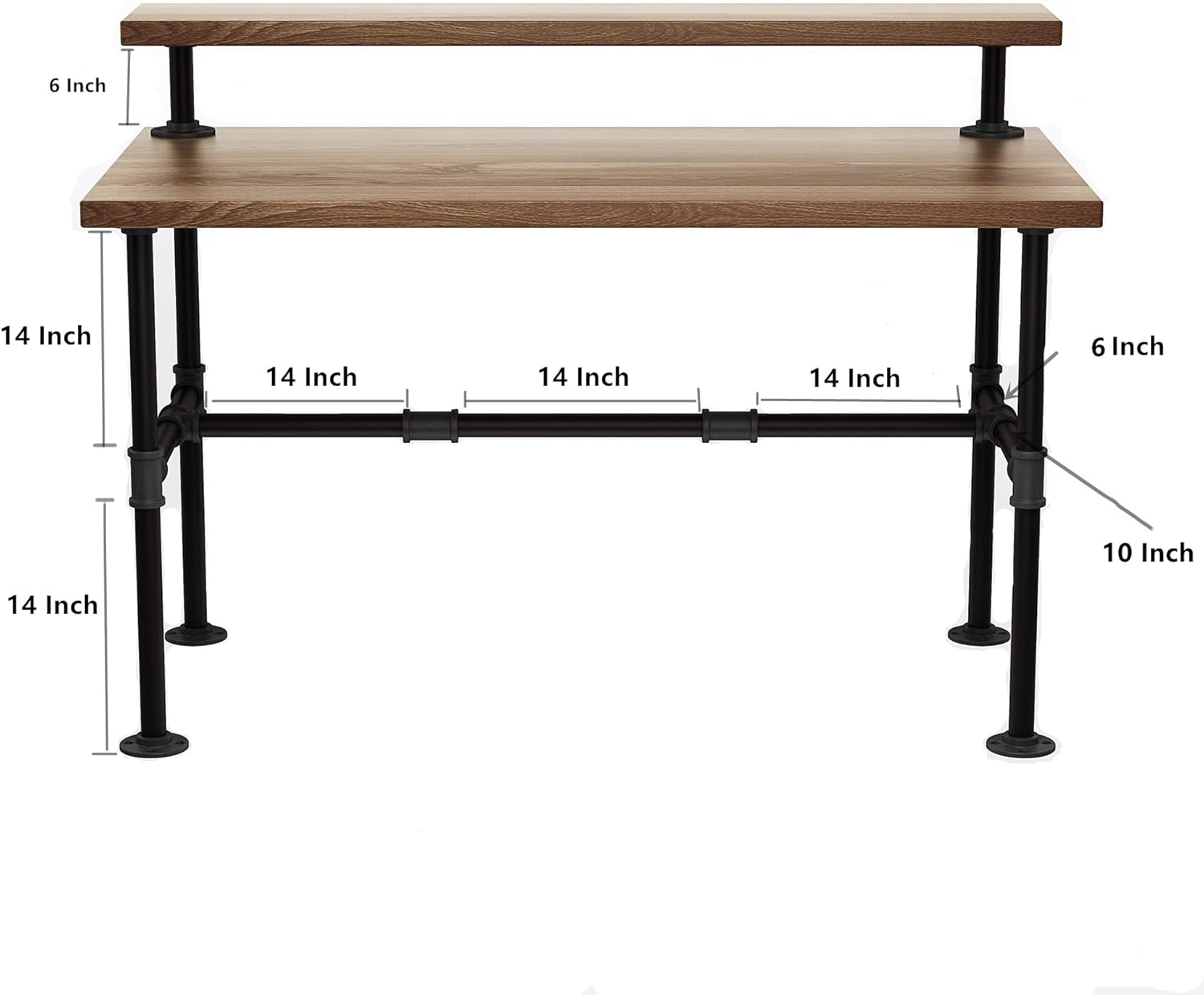 MUZIK Juego de patas de mesa de tubo industrial, ribetes con acabado fundido de hierro para escritorio de computadora de madera, oficina, hogar,