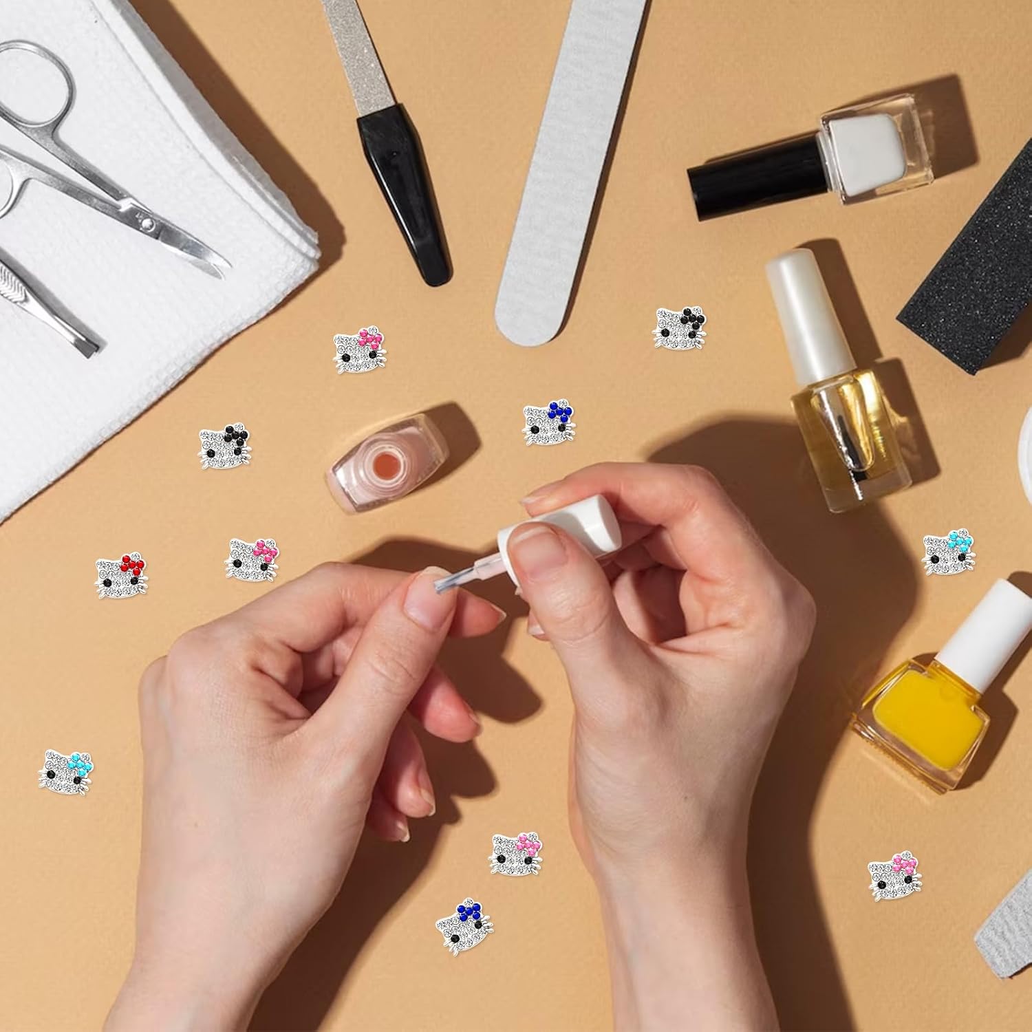 60 dijes de uñas Kawaii 3D para decoración de uñas, suministros de resina con parte trasera plana para uñas acrílicas, lindos dibujos animados de