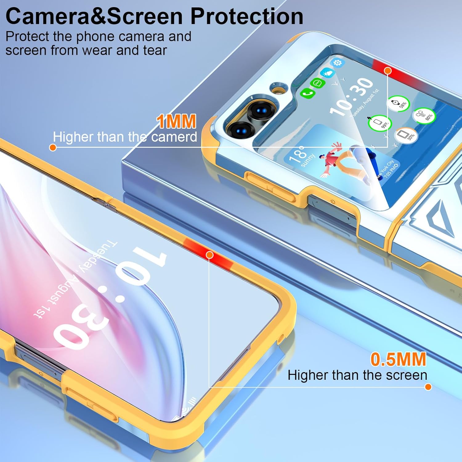 Compatbile – Funda con Z Flip 5 con protección de bisagra, Samsung Flip 5, resistente, a prueba de golpes, carcasa protectora de cuerpo completo