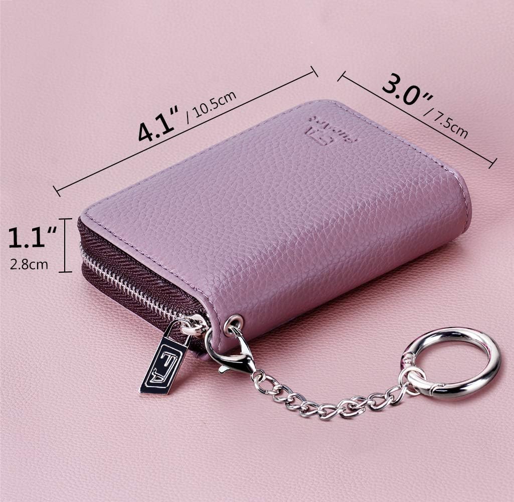 FurArt – Cartera para tarjetas de crédito, soporte para tarjetas con cremallera para hombres y mujeres, bloqueo RFID, cartera con llavero, tamaño