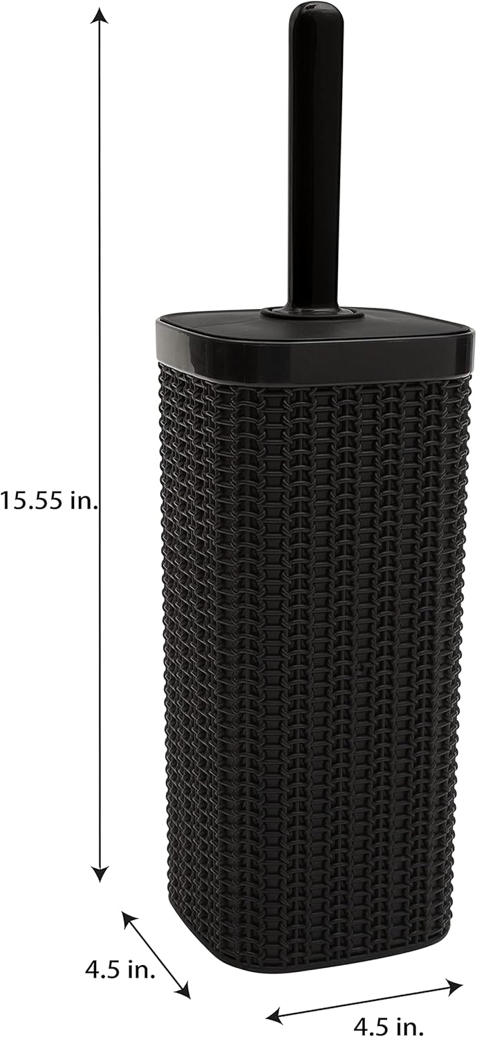 Bath Bliss Sailor Knot – Juego de escobilla de inodoro y basura, color negro mate