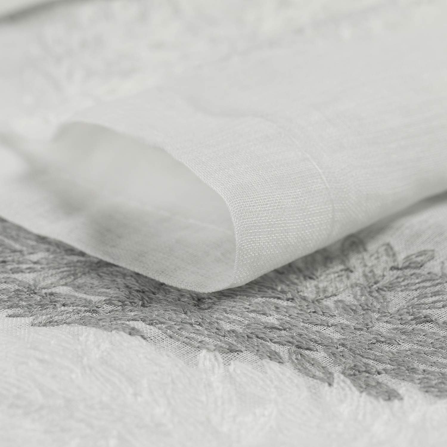 VOGOL Juego de cortinas transparentes bordadas y cenefas para sala de estar, con bolsillo para barra blanca, par de cortinas traslúcidas para
