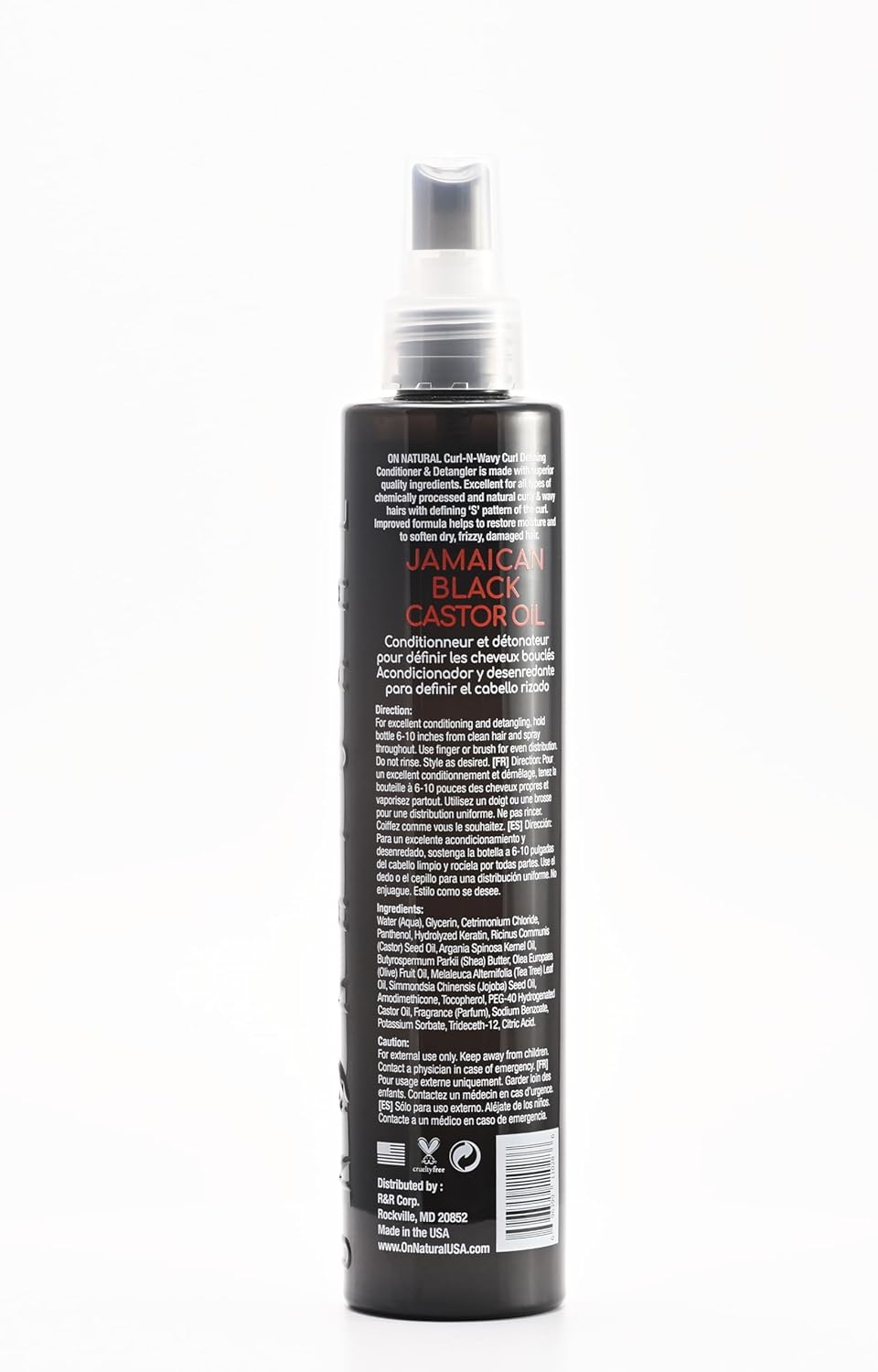 ON Acondicionador y desenredante natural para rizar y rizar ondulados aceite de ricino negro jamaico 8 onzas