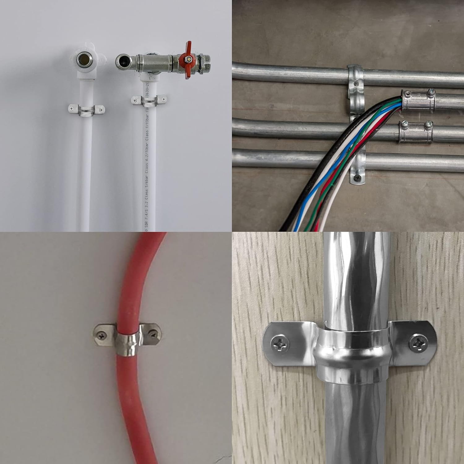 25 abrazaderas de conducto M20 (34 pulgadas), correa de acero inoxidable con dos agujeros, soporte en U, tira de tubo rígida, abrazadera de cable